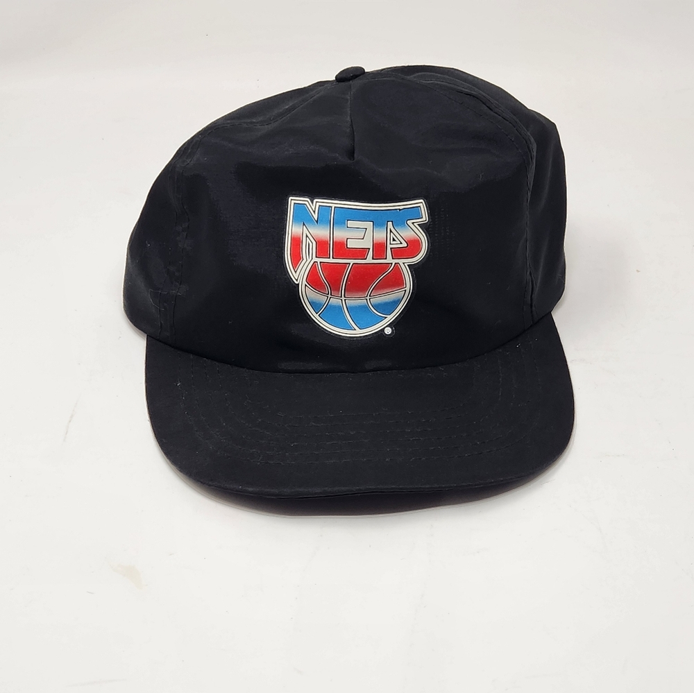 Vintage New Jersey Nets Hat Cap Black 100% Nylon Retro Logo NY Never Worn!